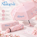 Nulaevä™ Compact Travel Umbrella – Sakura Cherry Blossom Floral Print, Lightweight UV Sun &amp; Rain Umbrella with Aesthetic Gift Box