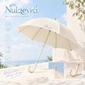 Nulqeva™ Luxury Stick Umbrella – UPF 50+ UV Protection &amp; Windproof Rain Parasol with Elegant J-Handle