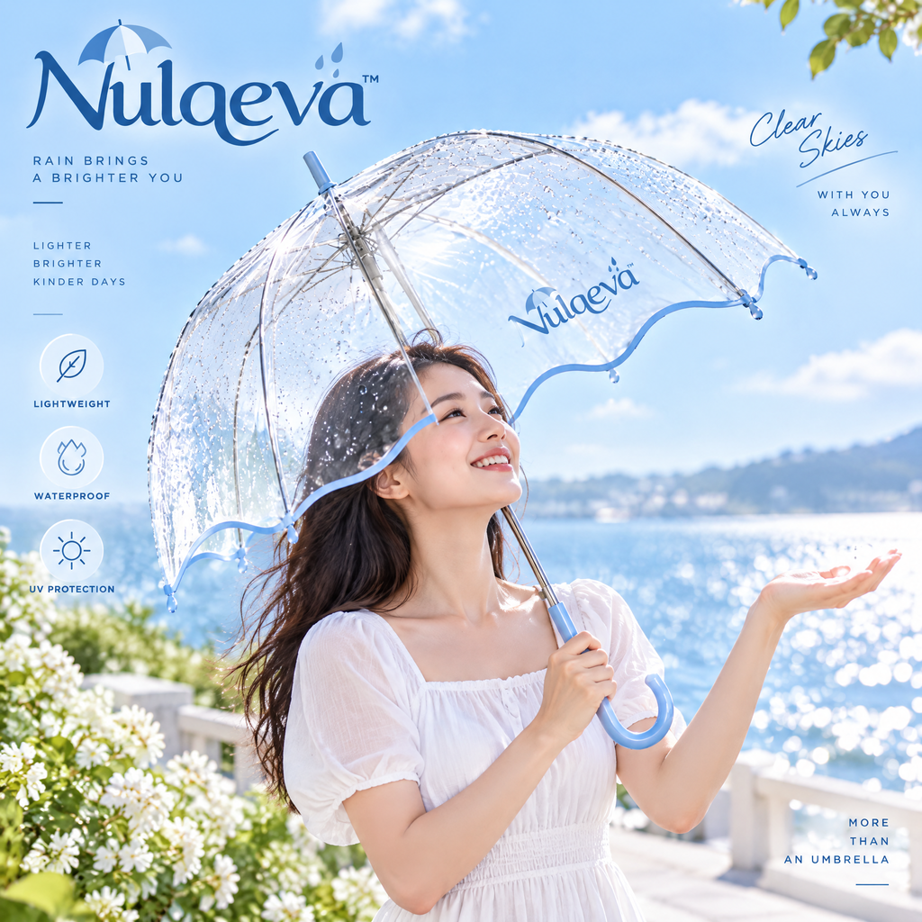 Nulqeva™ Clear Bubble Umbrella – Lightweight Windproof Scalloped Dome Umbrella with UV Protection &amp; Classic J-Handle